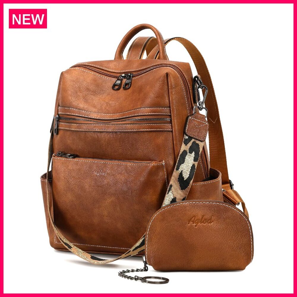 Large Vegan Leather Backpack Purse With Anti-Theft Pockets For Work Travel